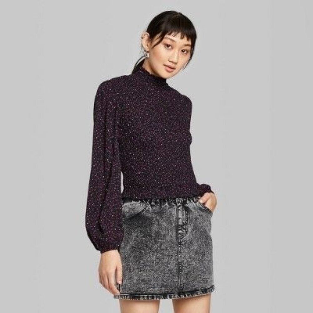 Women's Long-Sleeve High-Neck Blouse Size XL